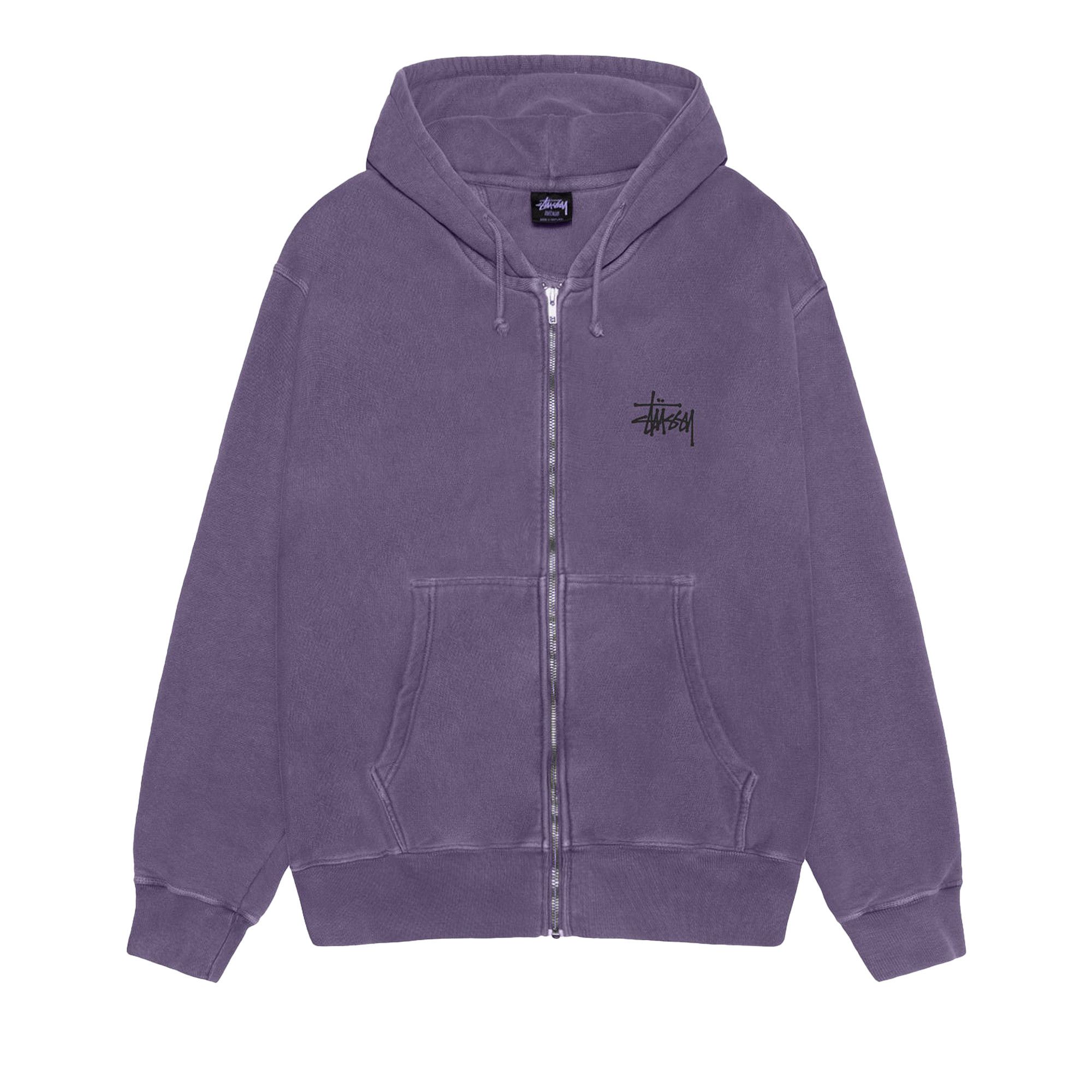 Buy Stussy Basic Zip Hoodie Pigment Dyed 'Grape' - 1975001 GRPE | GOAT