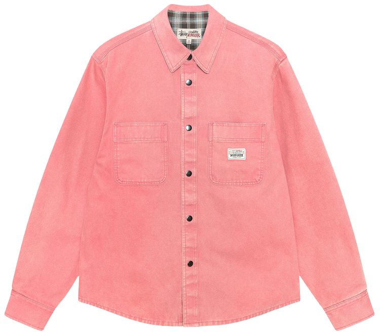 Stussy Heavy Washed Canvas Shirt Berry