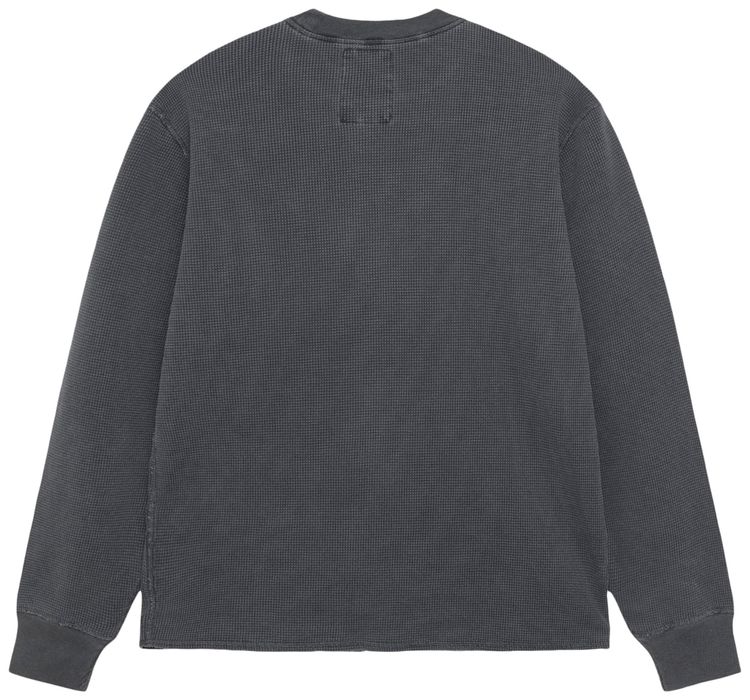 Stussy Garment Dyed Long Sleeve Thermal Faded Black