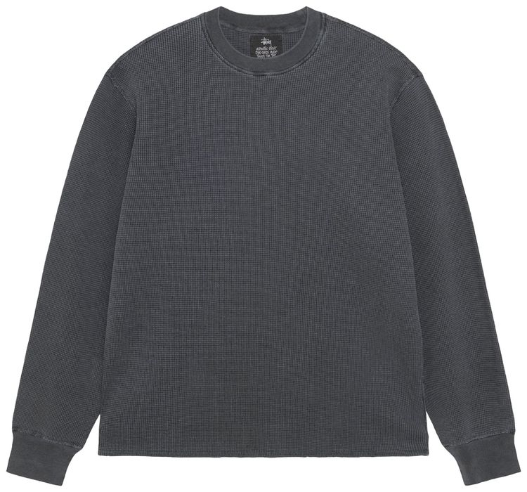 Stussy Garment Dyed Long Sleeve Thermal Faded Black