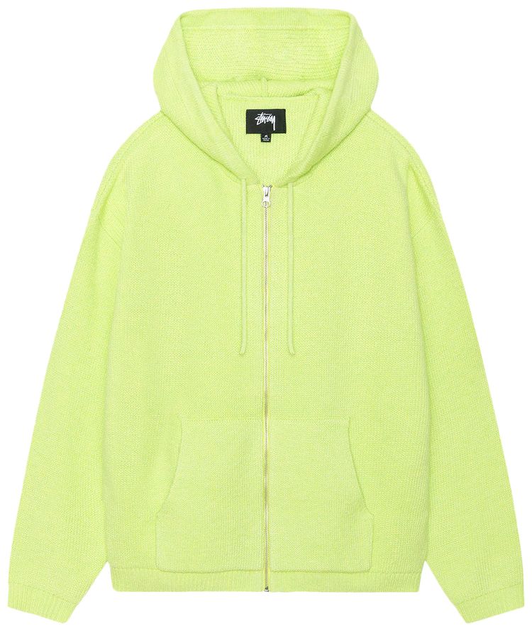 Stussy Hooded Zip Sweater Faded Lime