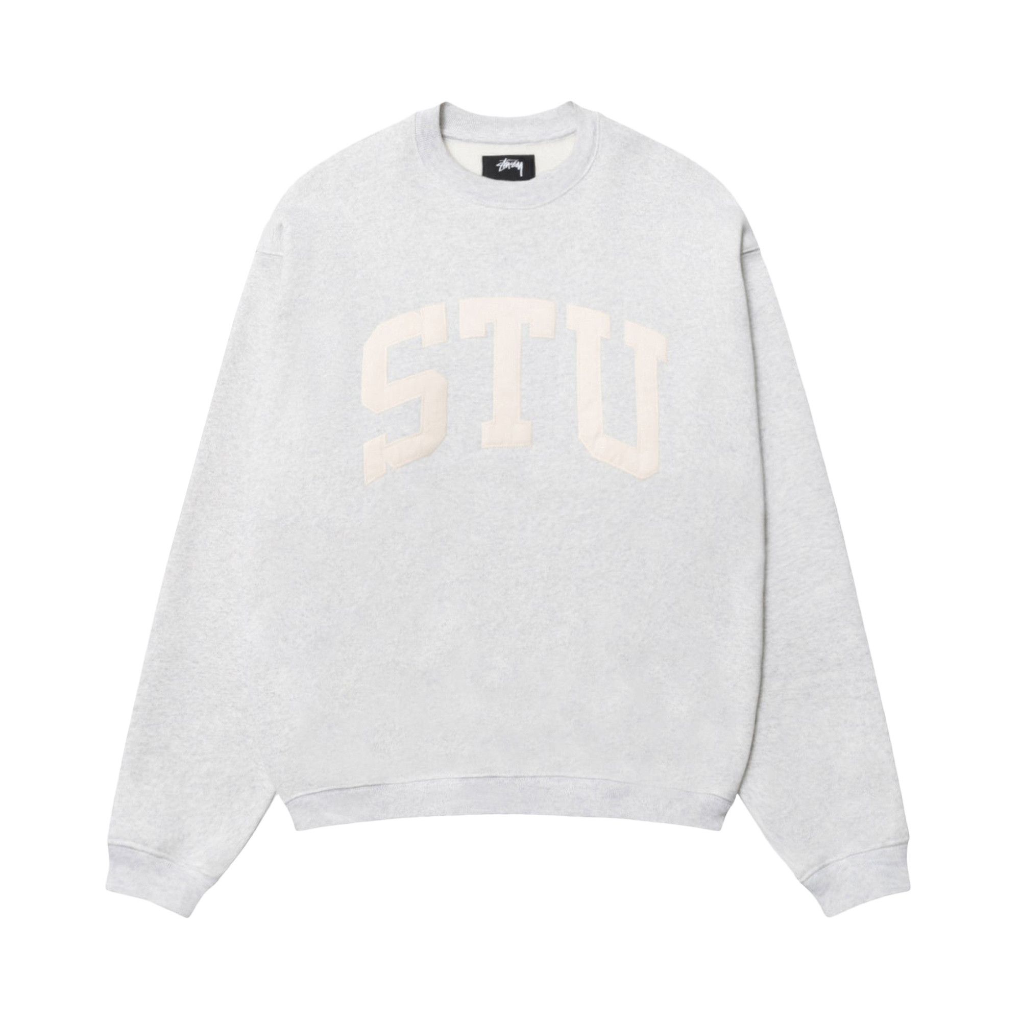 Buy Stussy Stu Appliqué Crew 'Ash Heather' - 118577 ASHH | GOAT