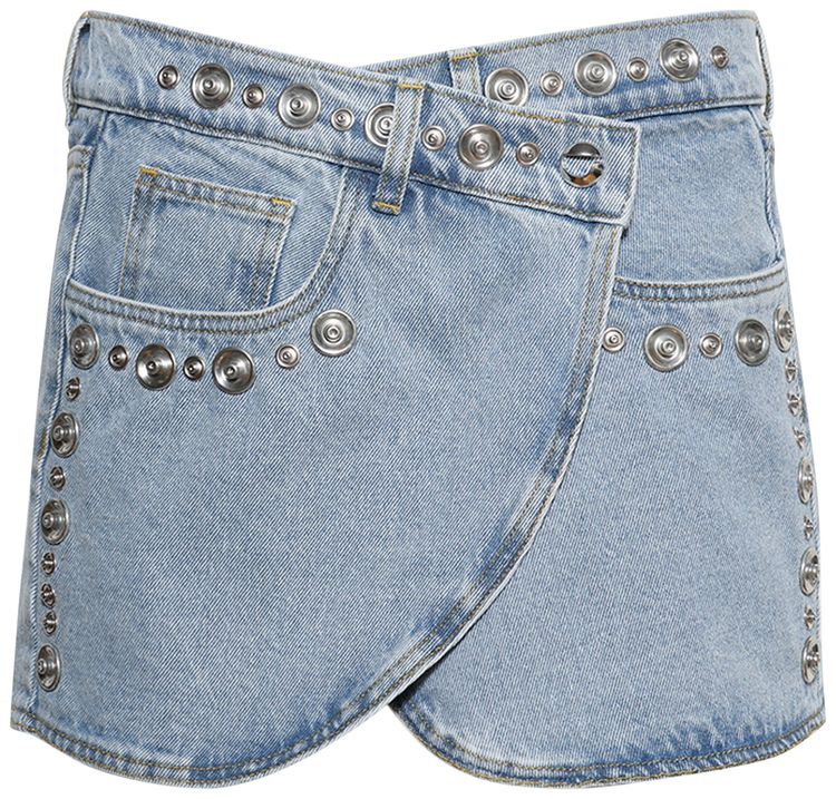 Coperni Studded Denim Mini Skirt Blue