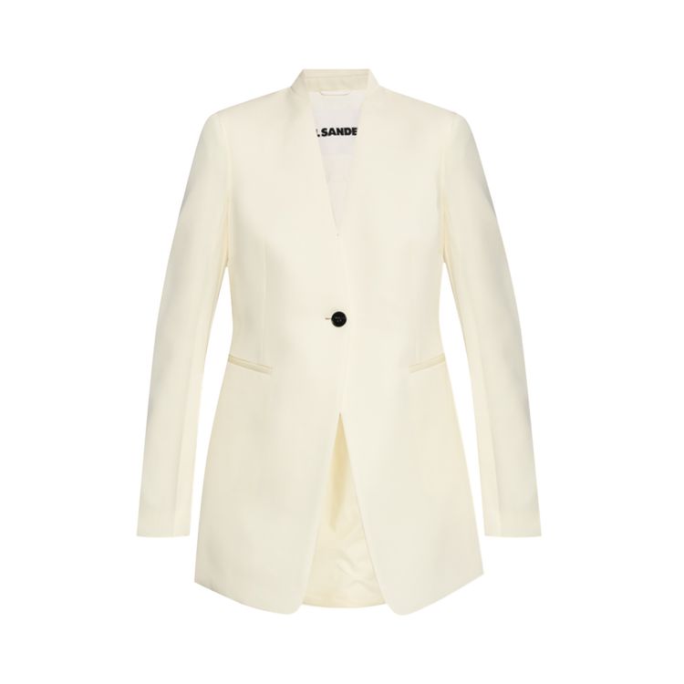 Jil Sander Compact Wool Grain De Poudre Jacket Ecru