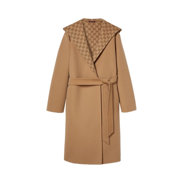 Gucci Silk Wool Blend Coat CamelBrown