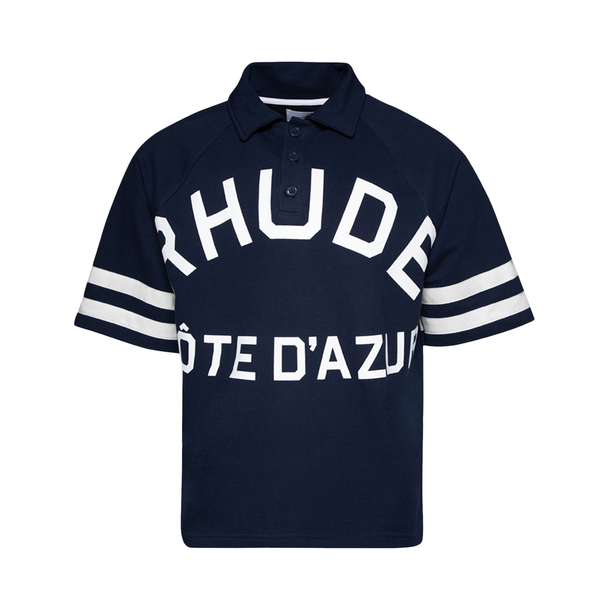 Buy Rhude Cote D'Azur Pique Raglan Polo 'Navy/Off White
