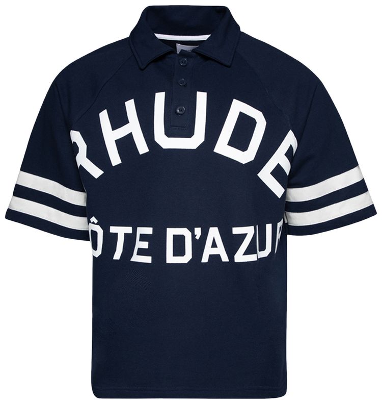 Rhude Cote DAzur Pique Raglan Polo NavyOff White