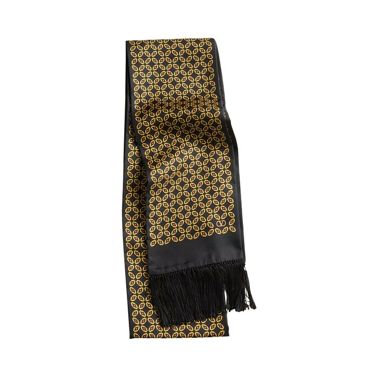 Valentino Chamber Fringed Edge Scarf BlackGialloArancio