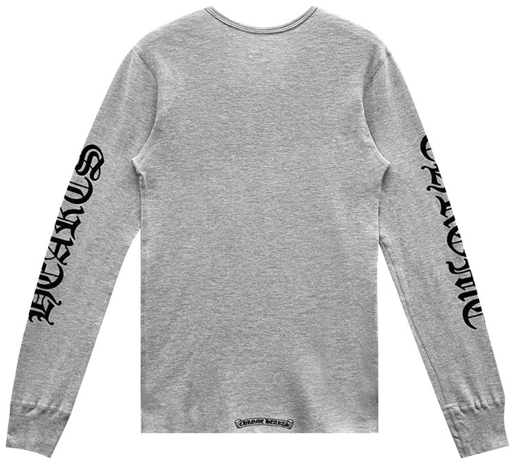 Chrome Hearts Scroll Logo Long Sleeve Thermal T Shirt Grey