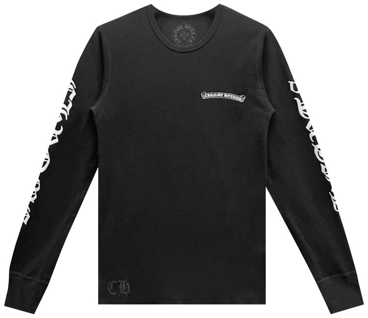 Chrome Hearts Scroll Logo Long Sleeve Thermal T Shirt Black