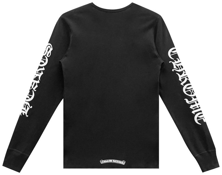 Chrome Hearts Scroll Logo Long Sleeve Thermal T Shirt Black