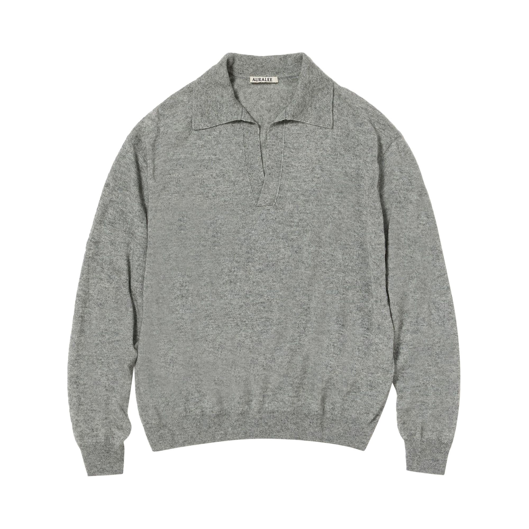 Buy Auralee Super Fine Cashmere Silk Knit Skipper Polo 'Grey