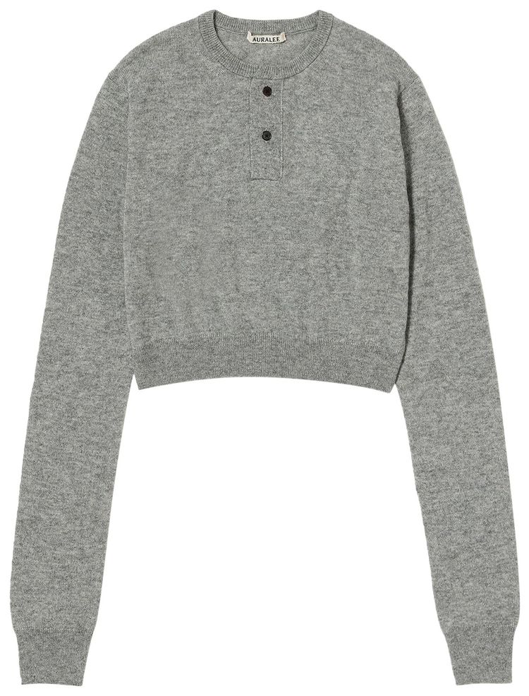 Auralee Super Fine Cashmere Silk Knit Henly Neck Pullover Grey