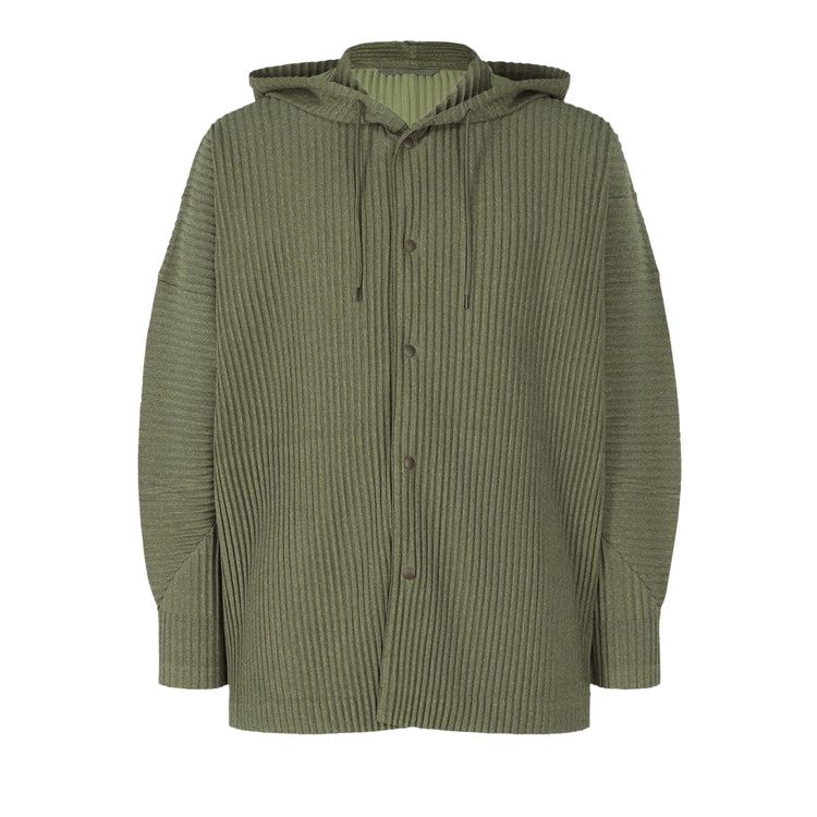 Homme Plisse Issey Miyake Heather Pleats Knitted Jacket Khaki
