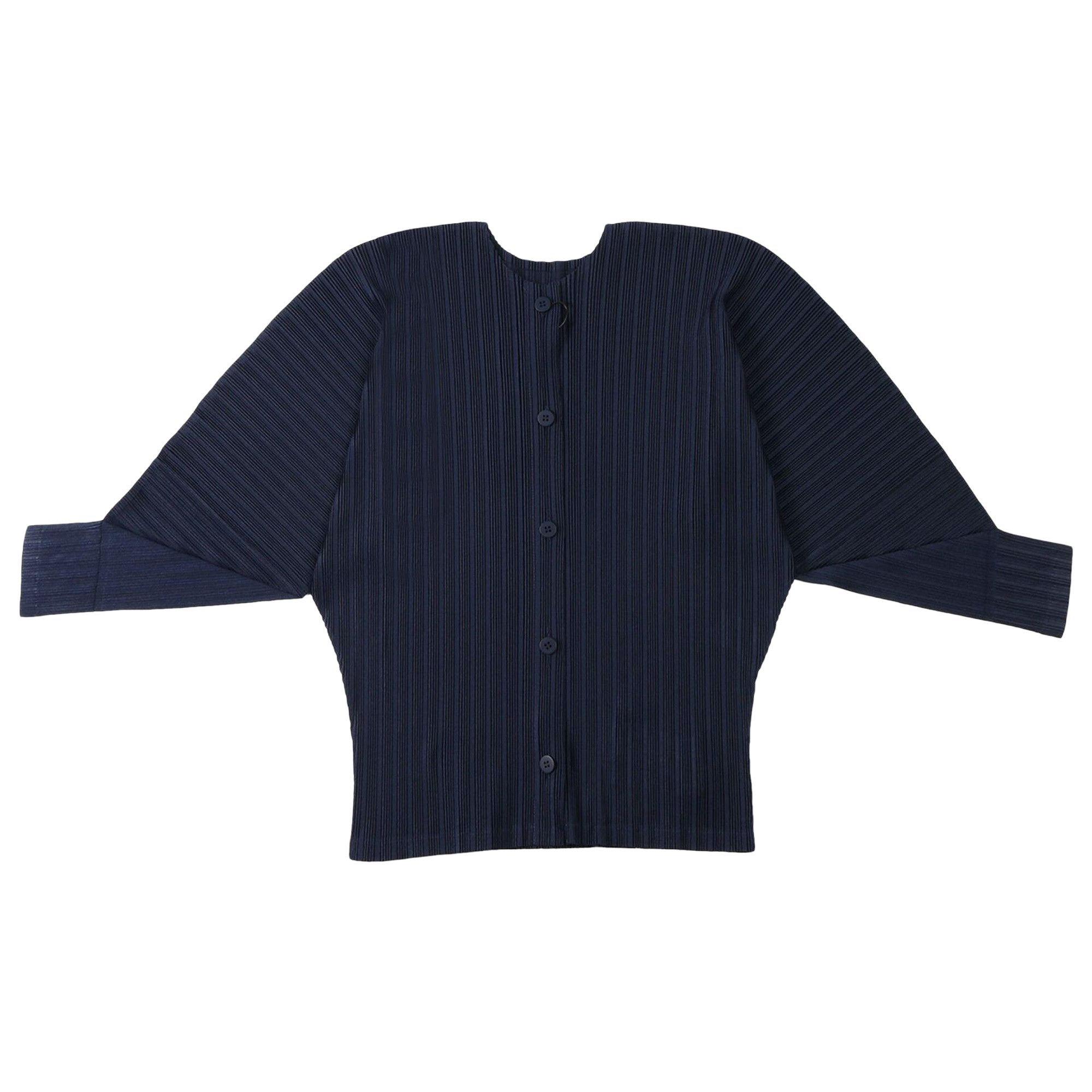 Buy Pleats Please Issey Miyake Rib Pleats February Cardigan 'Navy