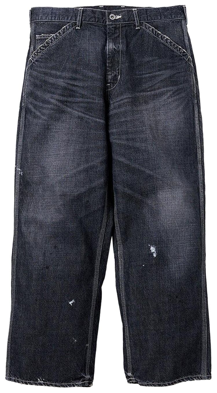 Neighborhood Washed Denim Utility Pants Black