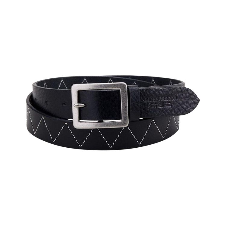 Neighborhood Wide Leather Belt Black