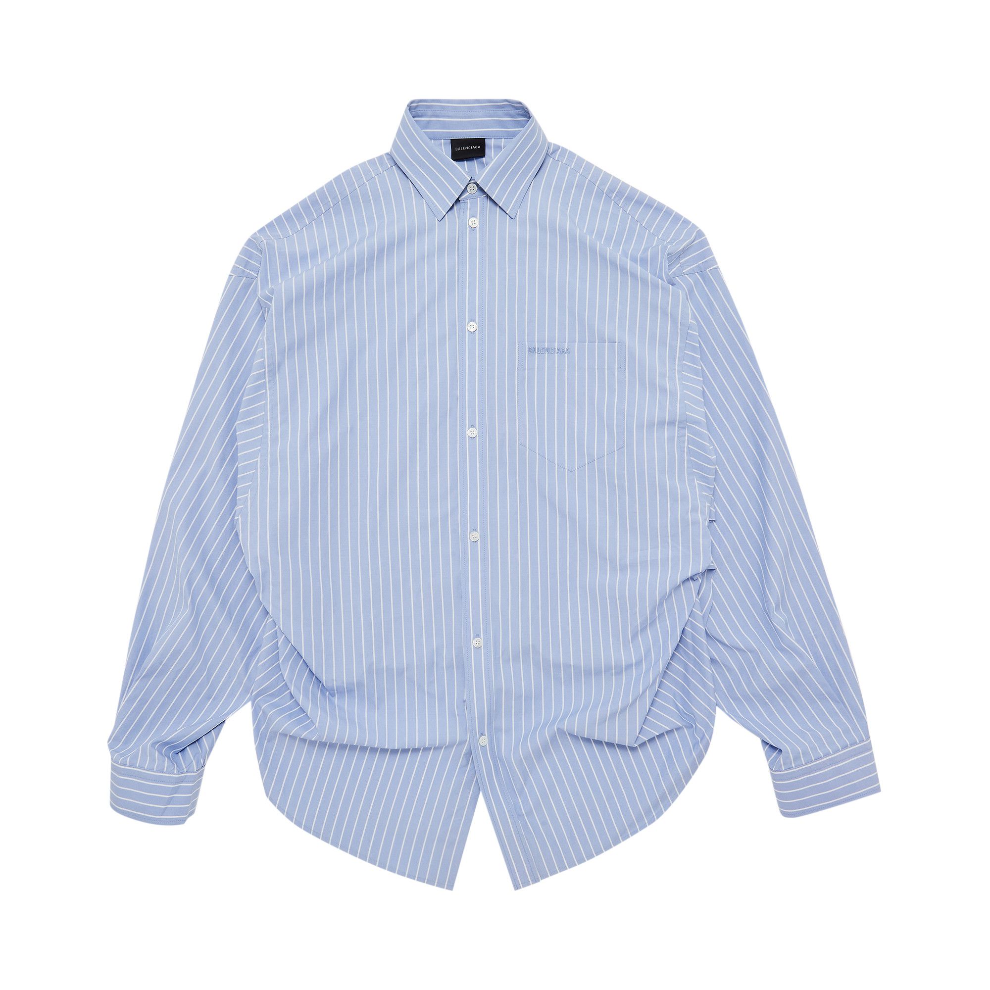 バレンシアガ BALENCIAGA 790945 TQM16 シャツ Buy Balenciaga Asymmetric Shirt 'Sky Blue/White' - 790945 TQM16
