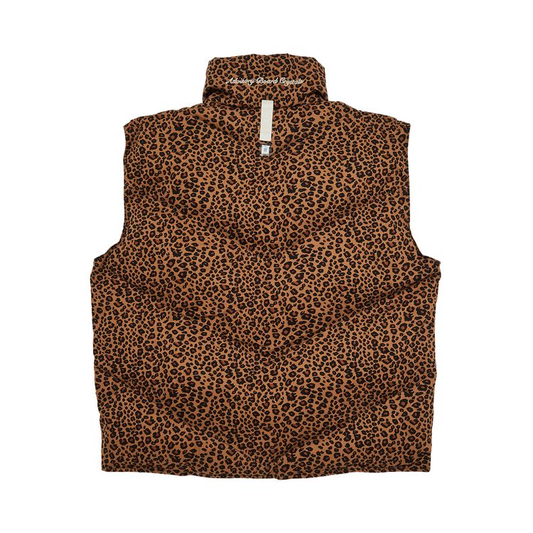 Advisory Board Crystals Camouflaged Puffer Vest Brown Leopard Print