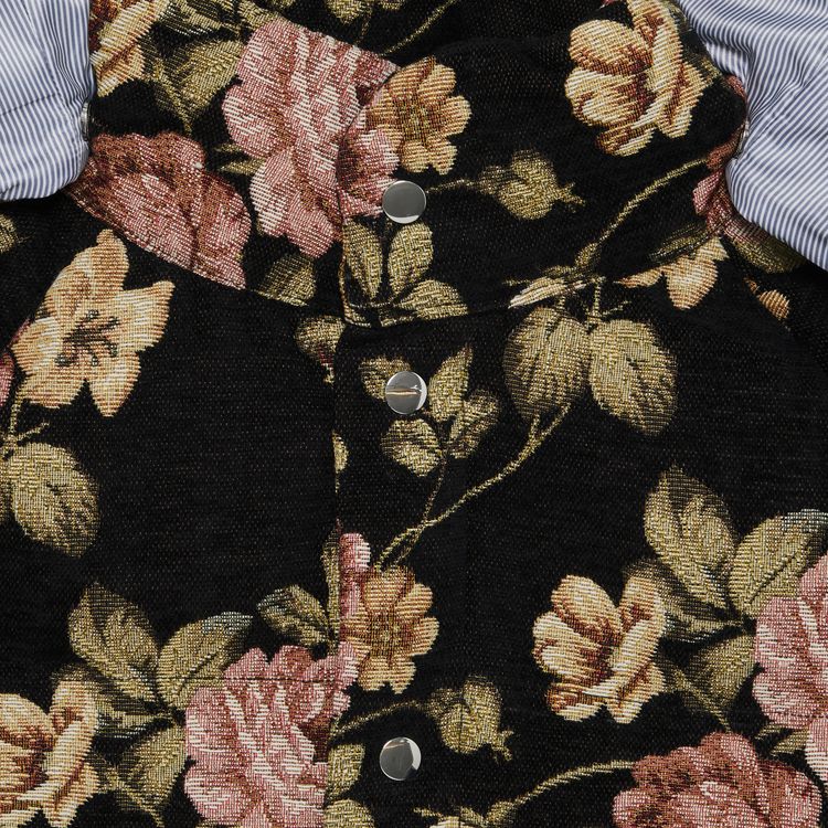 Advisory Board Crystals Floral Jacquard Puffer Jacket Black