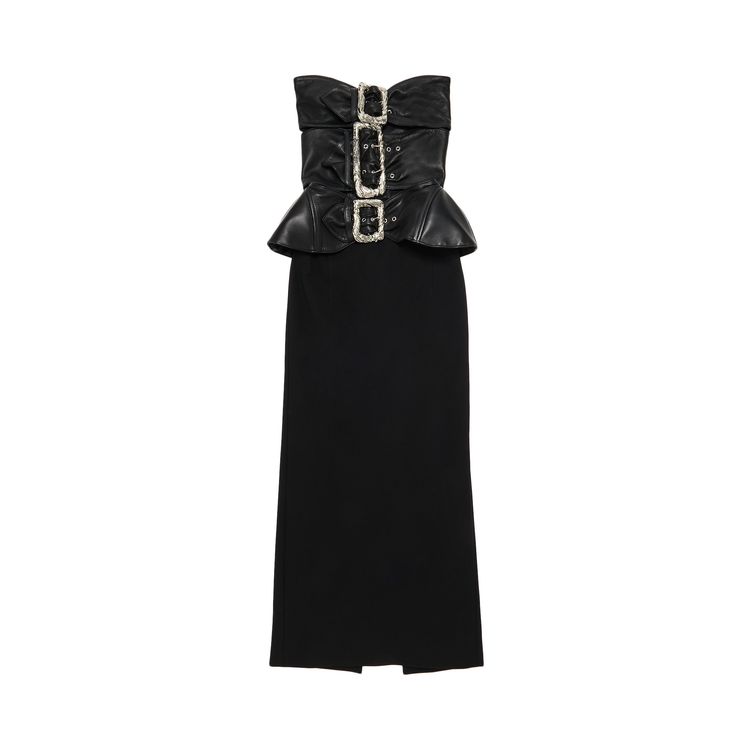 Jean Paul Gaultier Leather And Viscose Buckle Dress Black