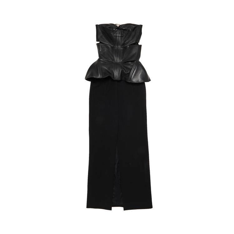 Jean Paul Gaultier Leather And Viscose Buckle Dress Black