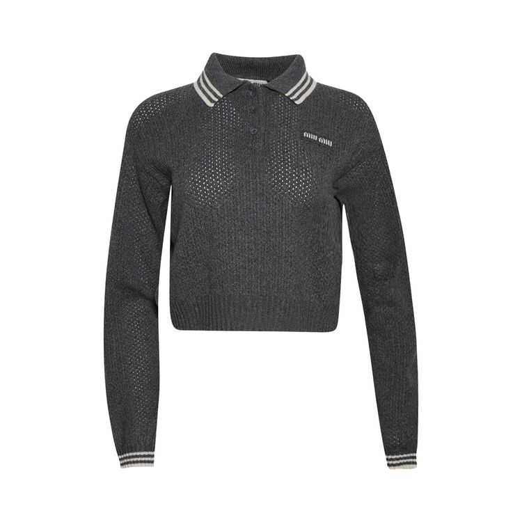 Miu Miu Polo Wool Cashmere Sweater Slate Grey