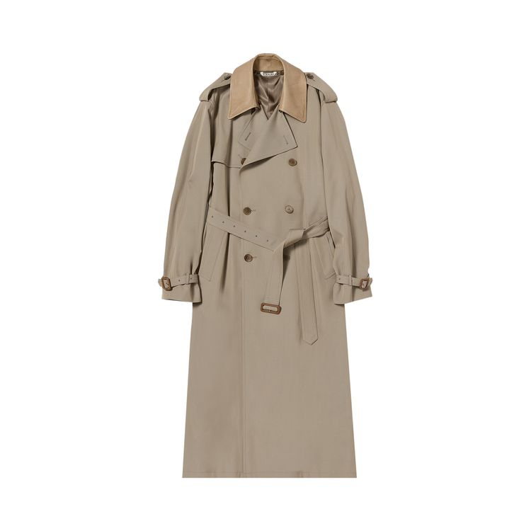 Auralee Wool Trench Coat Khaki Beige