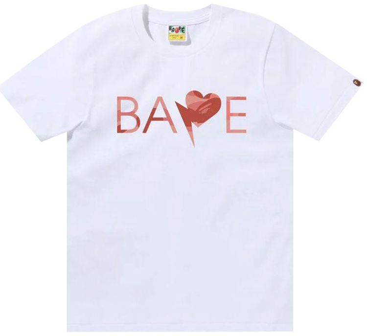 BAPE 1st Camo Heart Bape Logo Tee Pink