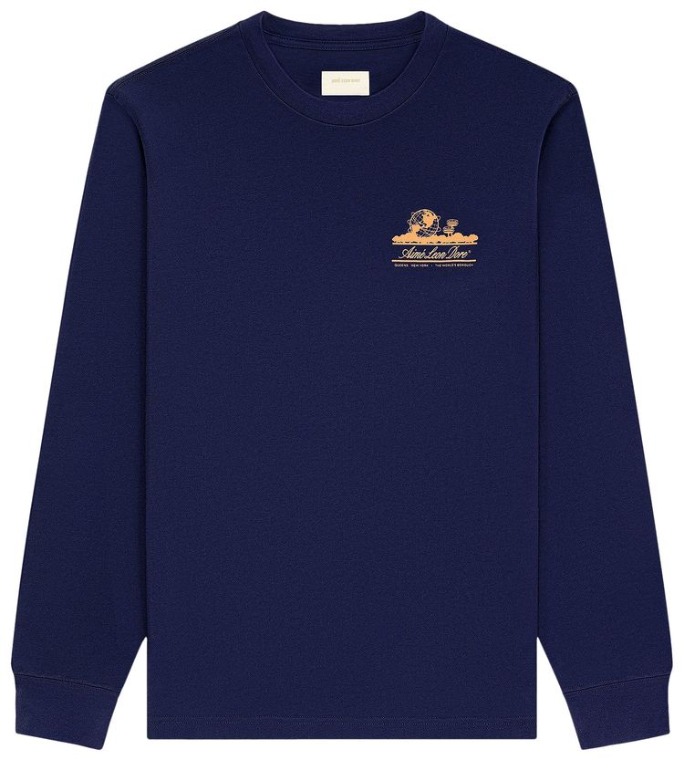 Aime Leon Dore Long Sleeve Unisphere Tee Evening Blue