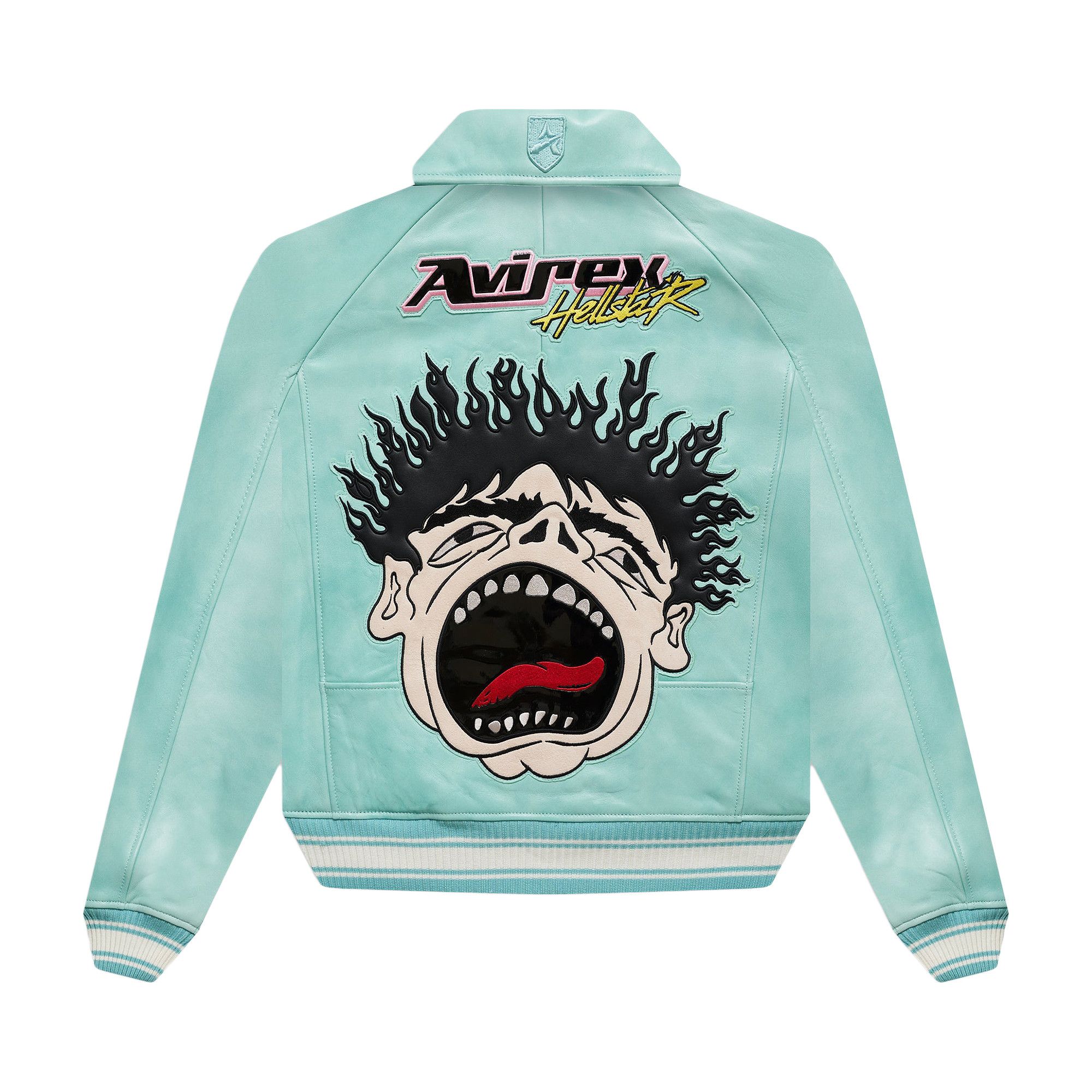 Buy Hellstar Icon Leather Jacket 'Aqua Blue' - HSAJCK1 BLUE | GOAT