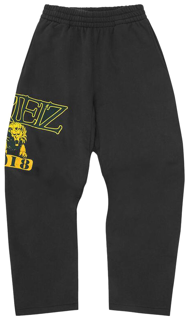 Corteiz Lion Varsity Open Hem Pant Black