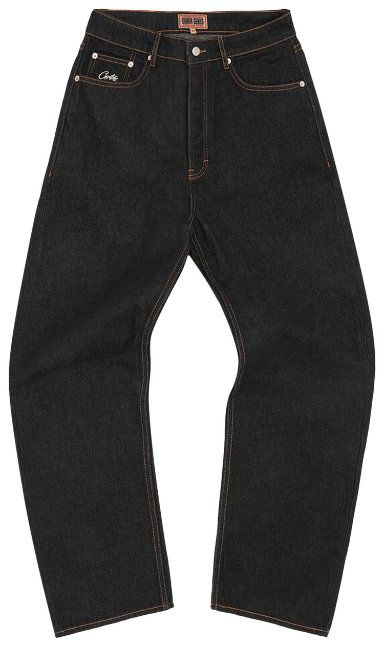 Corteiz Dual Stripe Baggy Jeans Black Wash