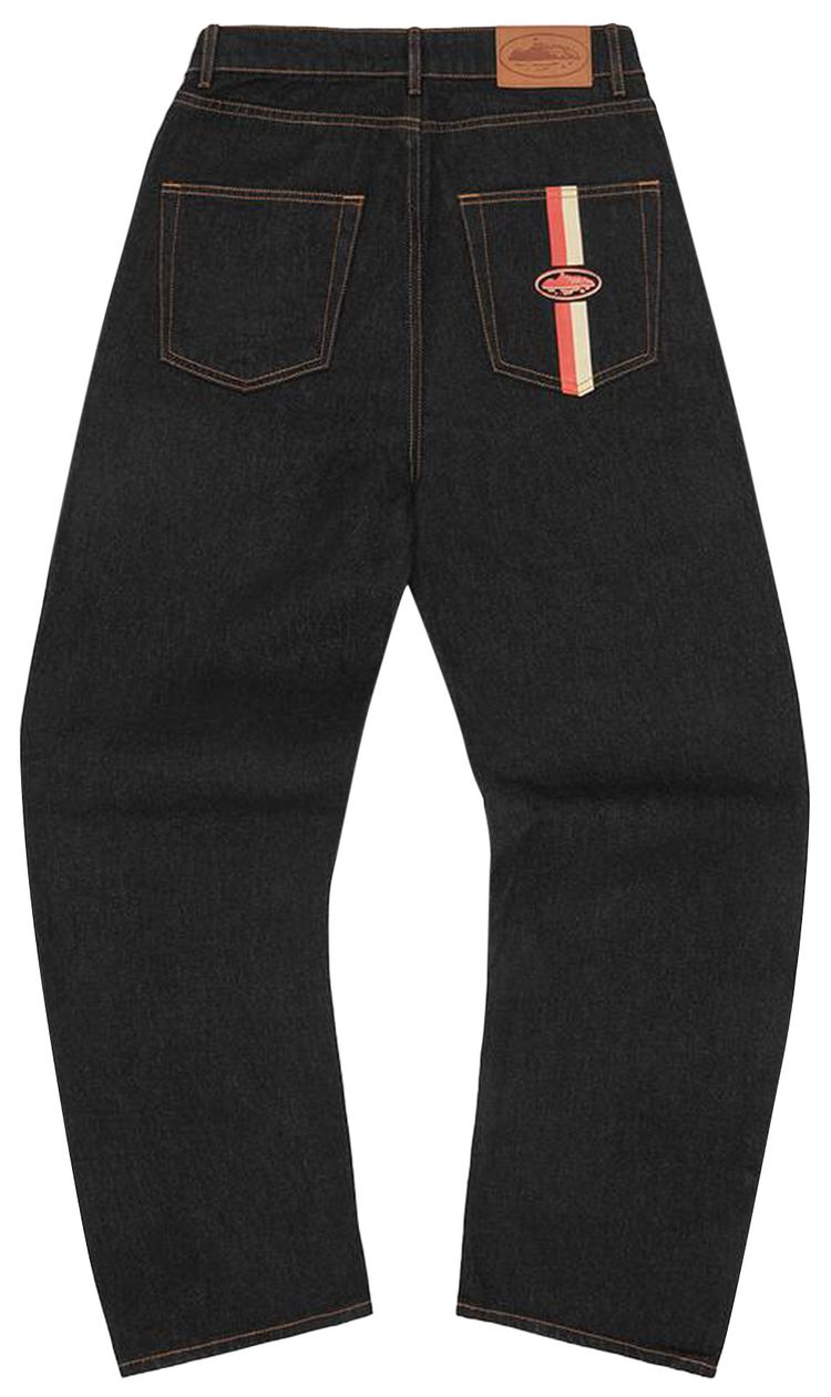 Corteiz Dual Stripe Baggy Jeans Black Wash