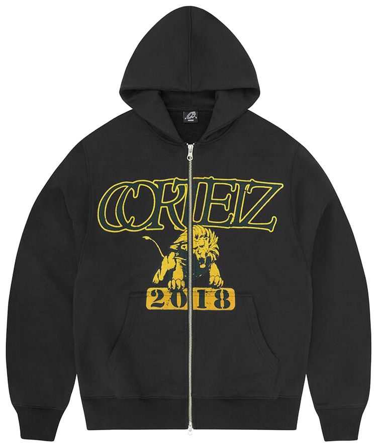 Corteiz Lion Varsity Zip Hoodie Black