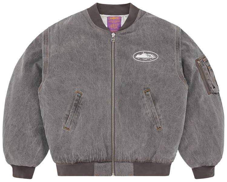 Corteiz Island Bomber Jacket Light Grey