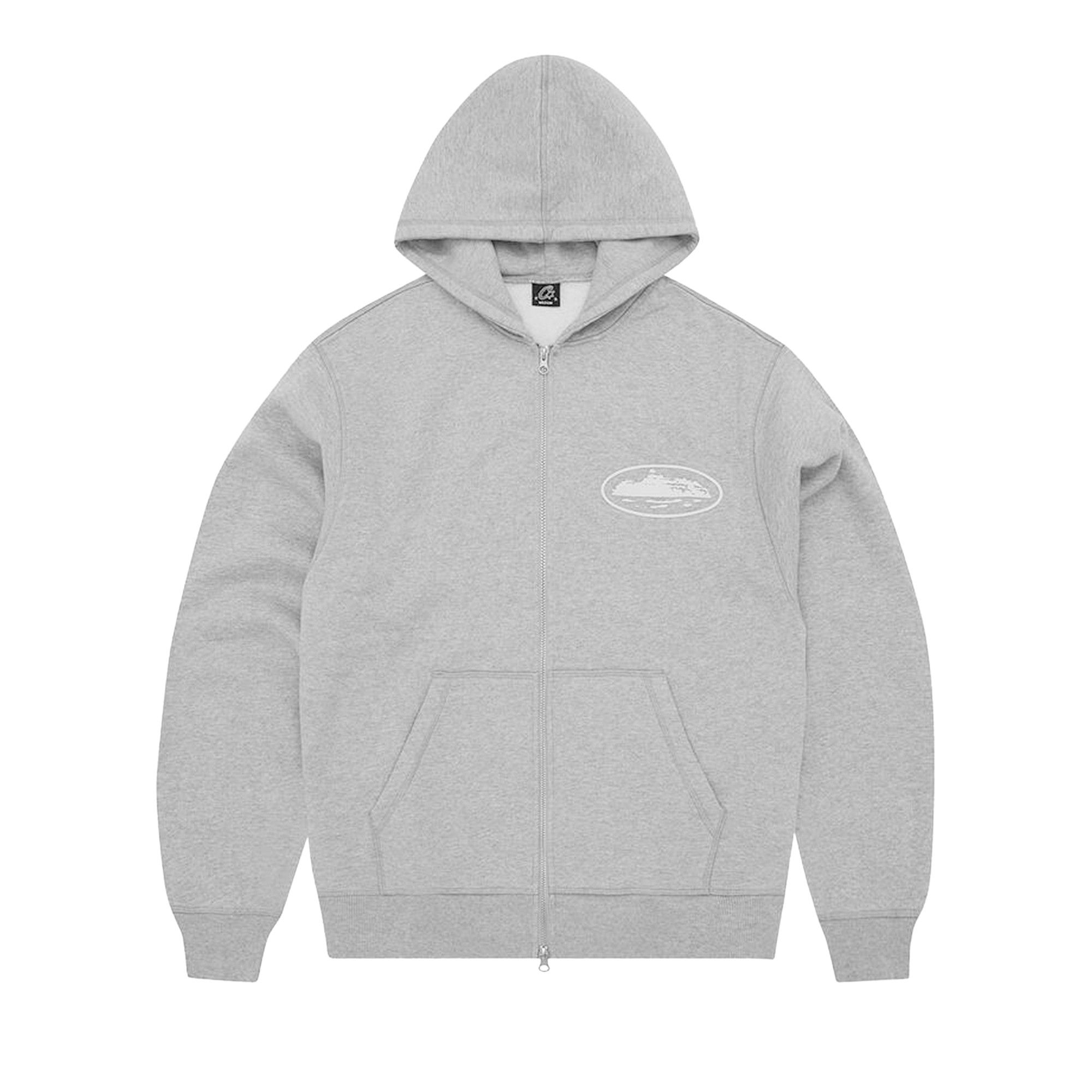 Buy Corteiz Island Puff Print Zip Hoodie 'Heather Grey