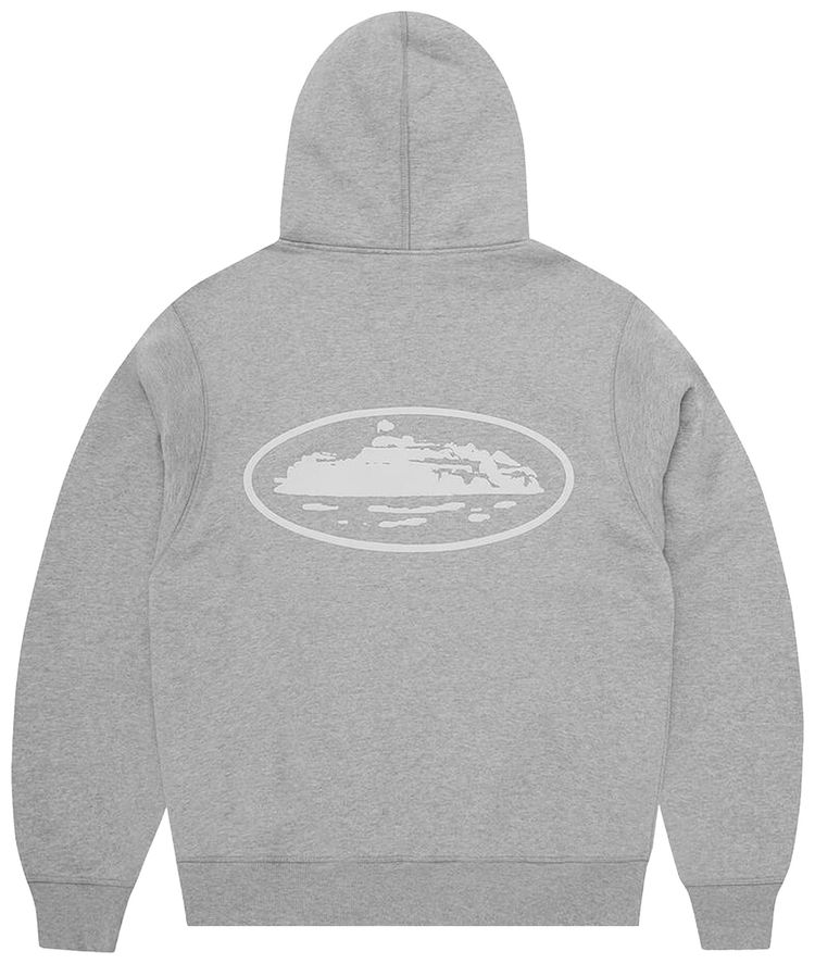 Corteiz Island Puff Print Zip Hoodie Heather Grey