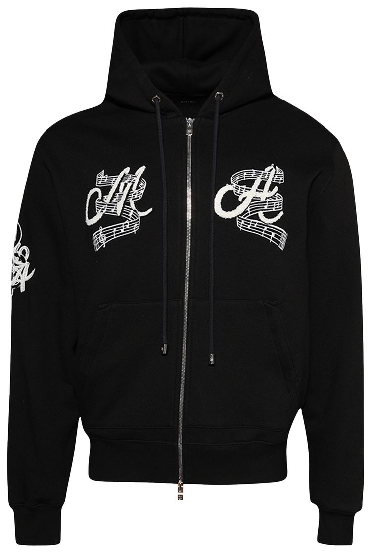 Amiri Music Club Zip Up Hoodie Black