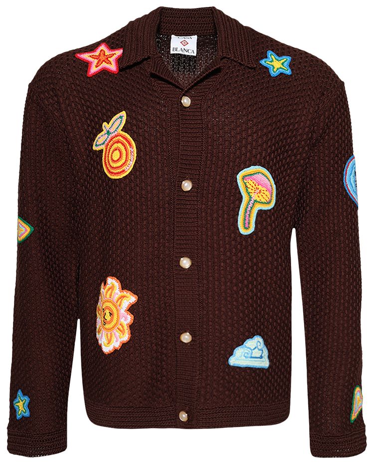 Casablanca Motif Crochet Shirt Brown