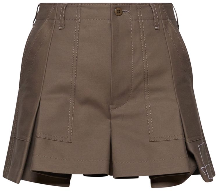 Sacai x WTAPS Back Satin Shorts Taupe