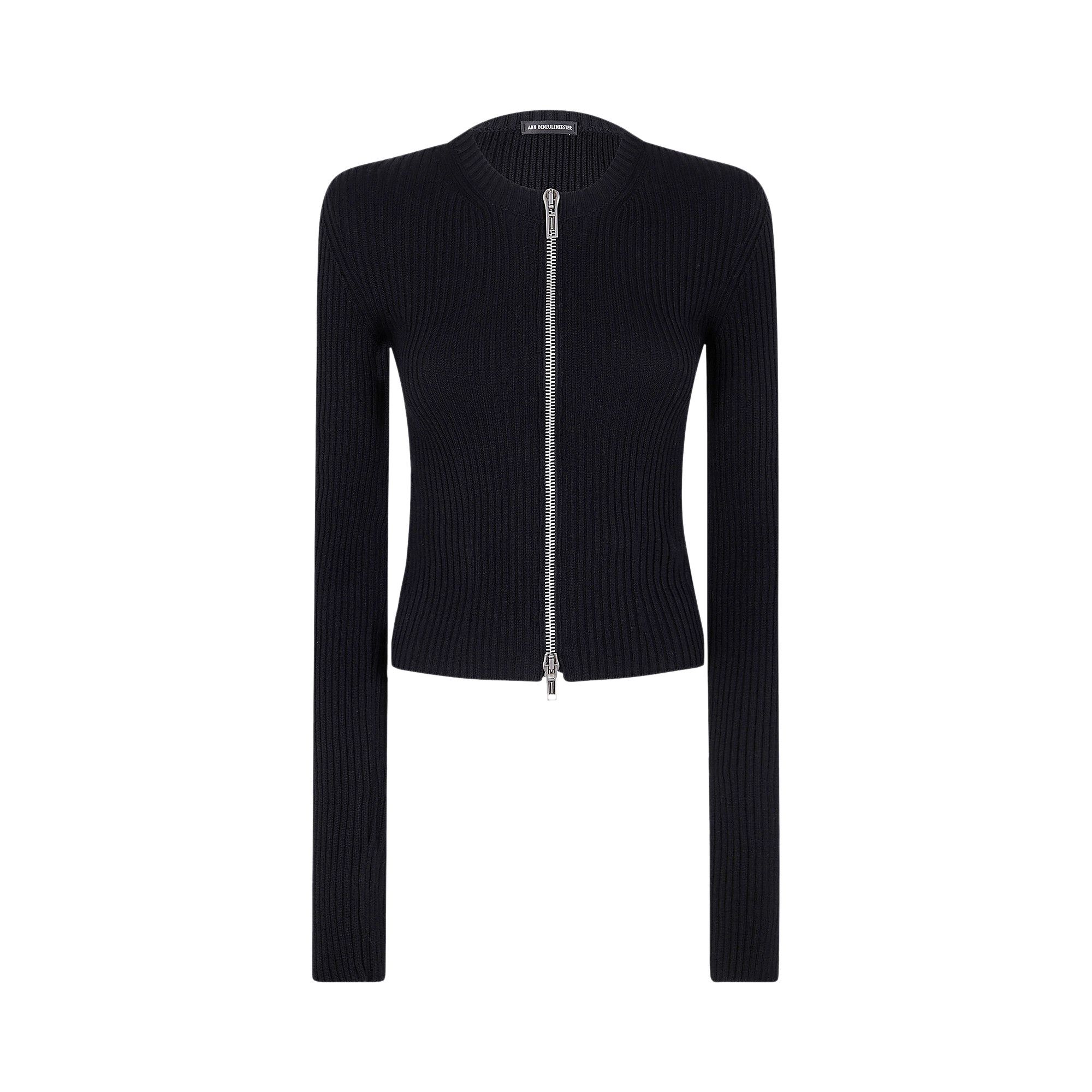 Buy Ann Demeulemeester Terna Cropped Zipped Cardigan 'Black