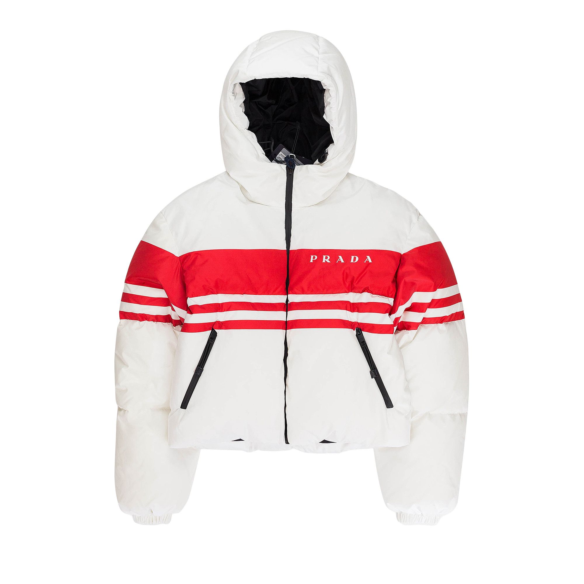 Buy Prada Striped Puffer Coat 'White/Red' - 0195 2000003XXSPC WHIT