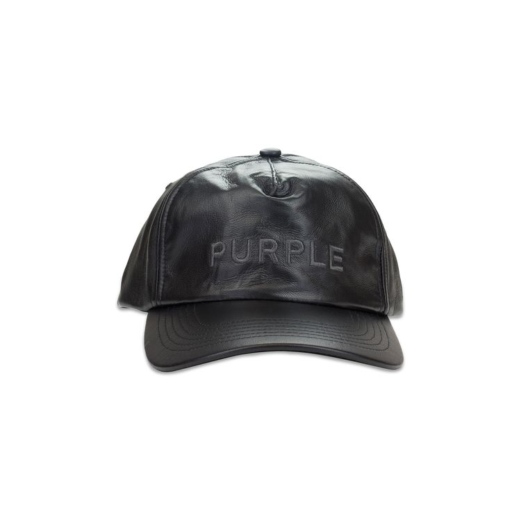 PURPLE BRAND Purple 5 Panel Leather Hat Black