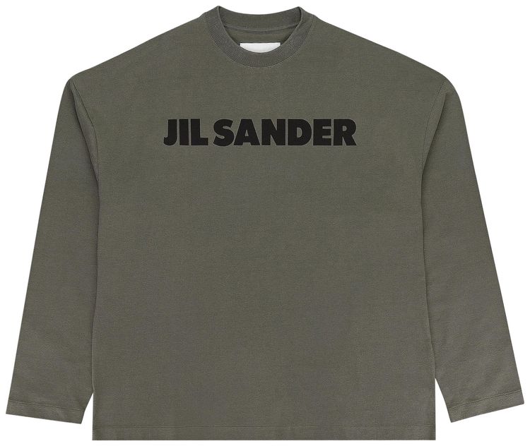 Jil Sander Long Sleeve Logo T Shirt Olive
