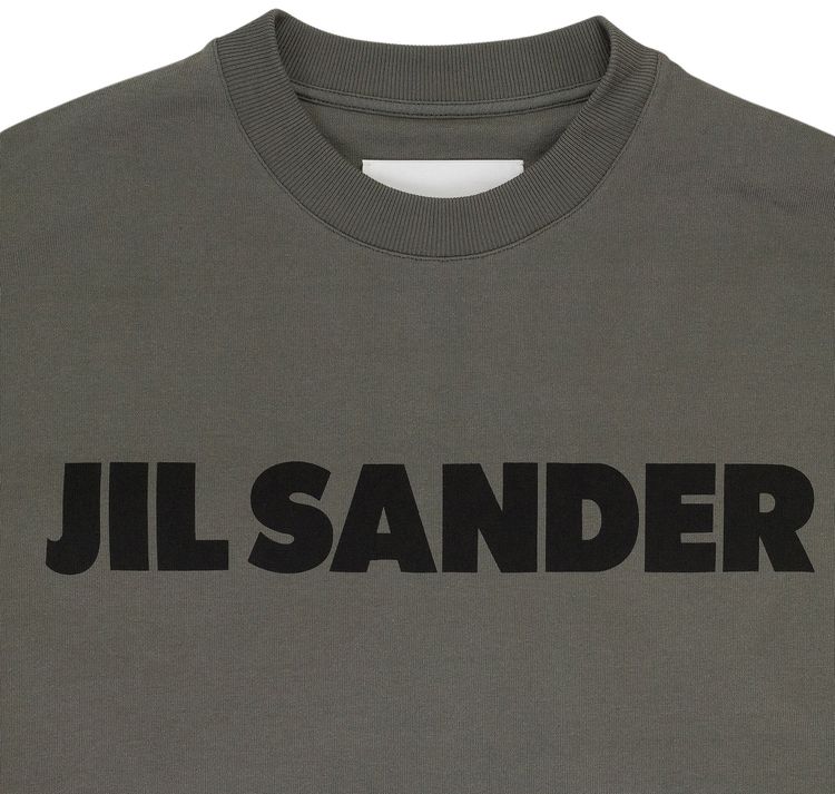 Jil Sander Long Sleeve Logo T Shirt Olive