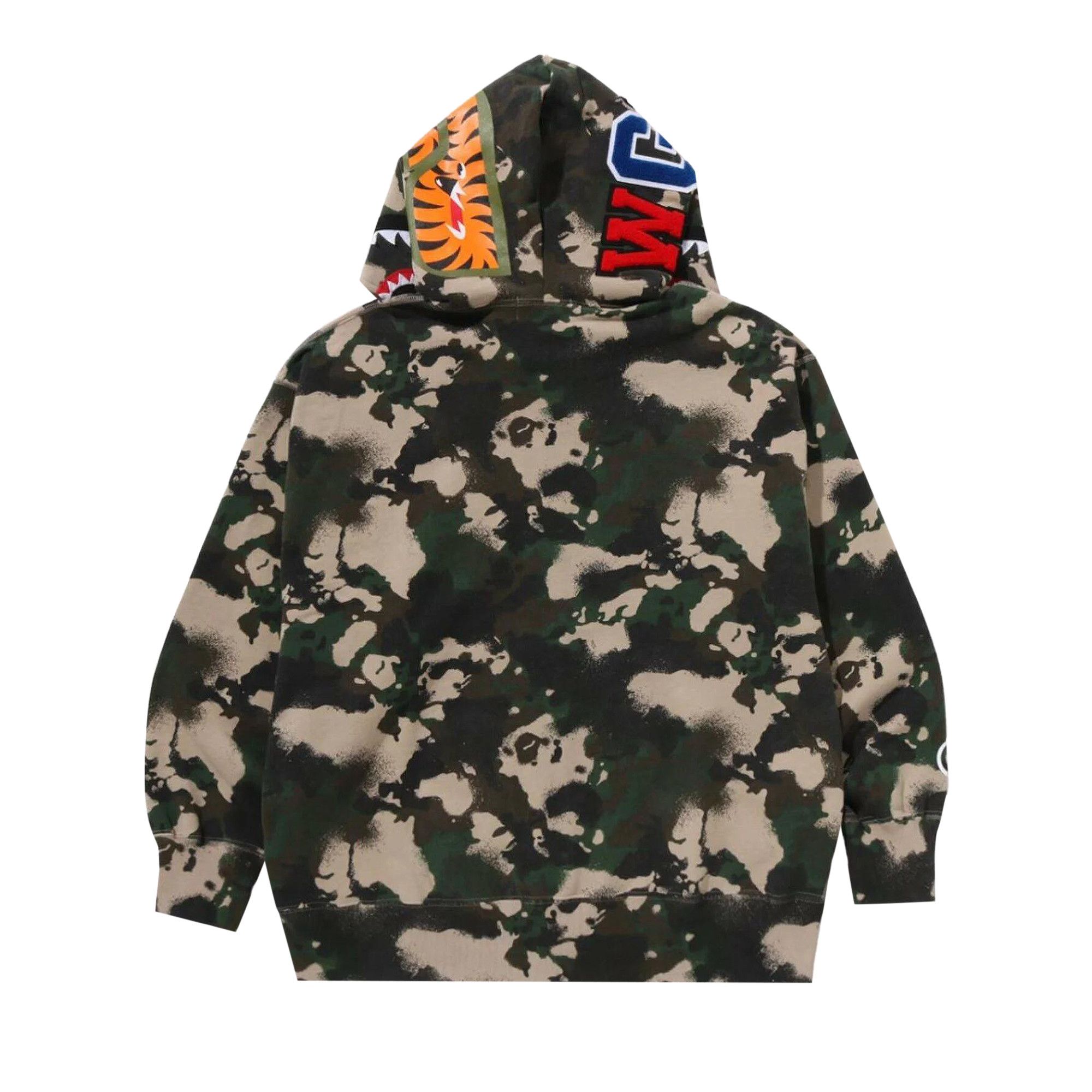 Buy BAPE Map Camo Shark Relaxed Fit Full Zip Hoodie 'Green' - 1L30