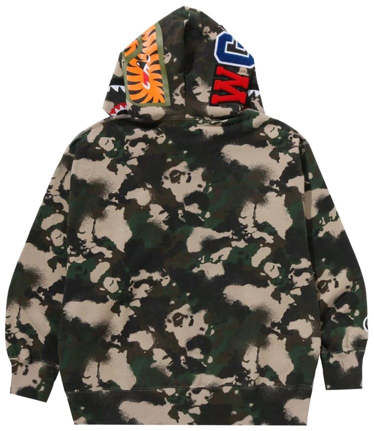 BAPE Map Camo Shark Relaxed Fit Full Zip Hoodie Green