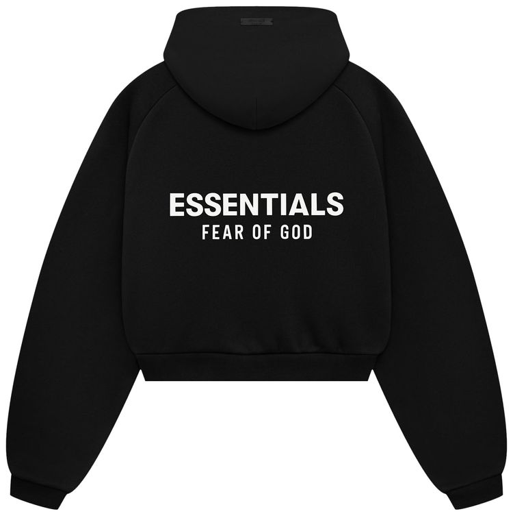 Fear of God Essentials Fleece Cropped Hoodie Black