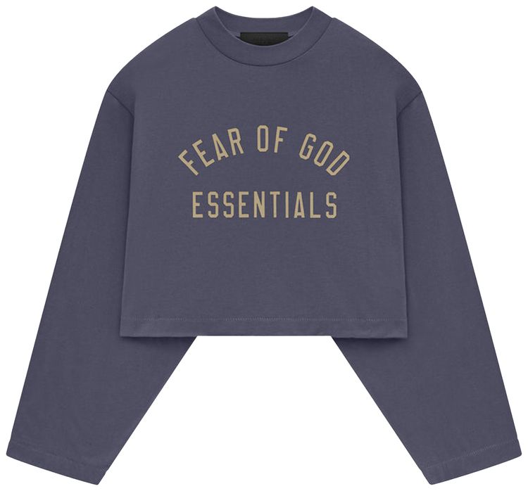 Fear of God Essentials Tri Blend Cropped Longsleeve Shirt Marine